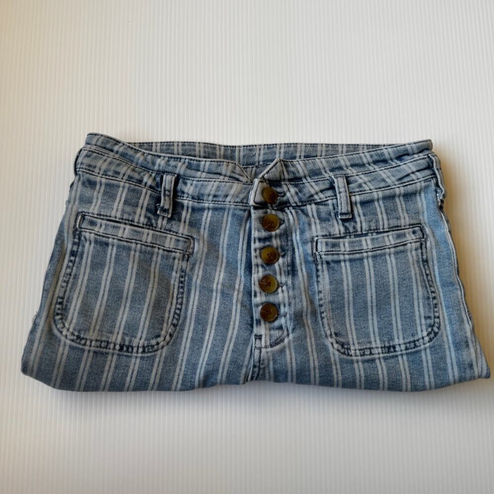 Anthropologie Pilcro High Rise Slim Stripe Acid Wash Crop Jeans 29 Nautical Euro - Picture 13 of 16